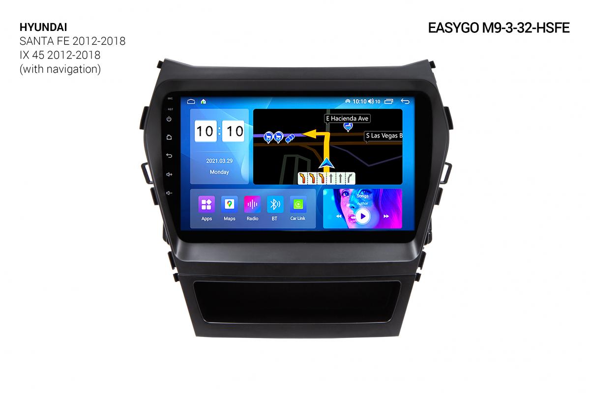 Штатная автомагнитола EasyGo M9-3-32-HSFE Hyundai Santa Fe, iX-45 2012-2018