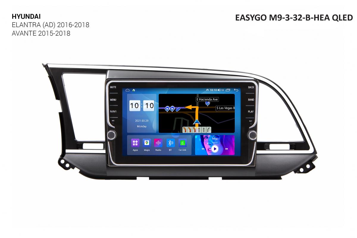 Штатна автомагнітола EasyGo M9-3-32-B-HEA QLED Hyundai Elantra (AD) 2016-2018, Avante 2015-2018