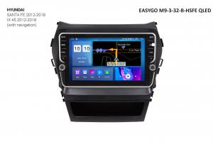 Штатная автомагнитола EasyGo M9-3-32-B-HSFE QLED Hyundai Santa Fe, iX-45 2012-2018