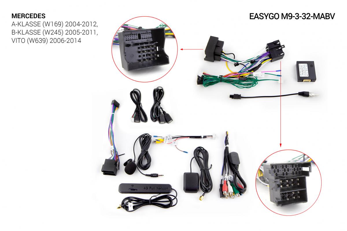 Штатная автомагнитола EasyGo M9-3-32-MABV Mercedes A-klasse (W169) 2004-2012, B-klasse (W245) 2005-2011, Vito (W639) 2006-2014
