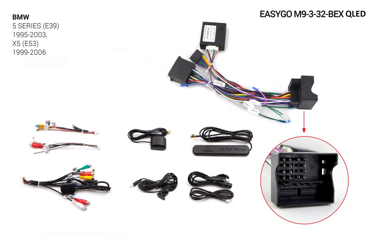 Штатна автомагнітола EasyGo M9-3-32-BEX QLED BMW 5 Series (E39) 1995-2003, X5 (E53) 1999-2006E39) 1995-2003, X5 (E53) 1999-2006