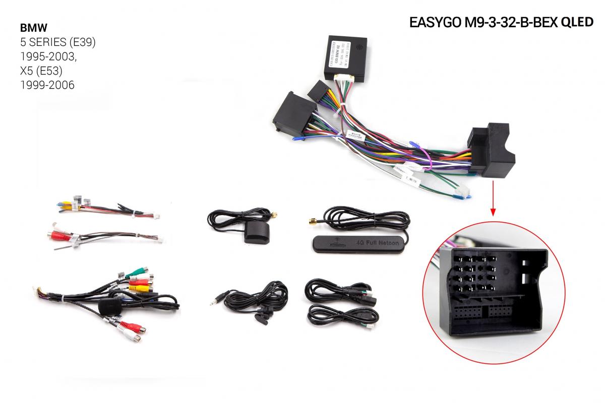 Штатная автомагнитола EasyGo M9-3-32-B-BEX QLED BMW 5 Series (E39) 1995-2003, X5 (E53) 1999-2006