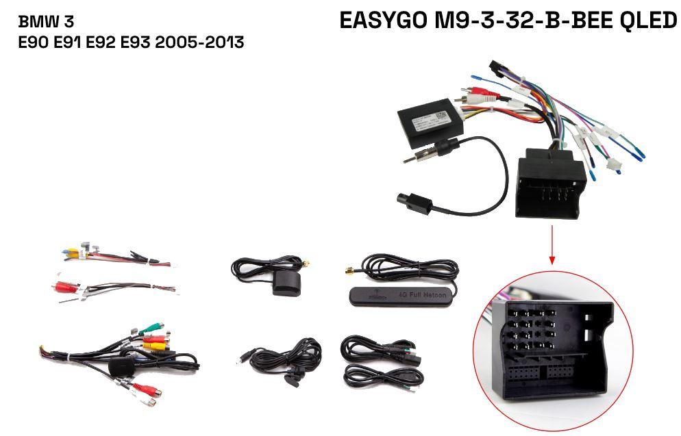 Штатная автомагнитола EasyGo M9-3-32-B-BEE QLED BMW 3 E90 E91 E92 E93 2005-2013
