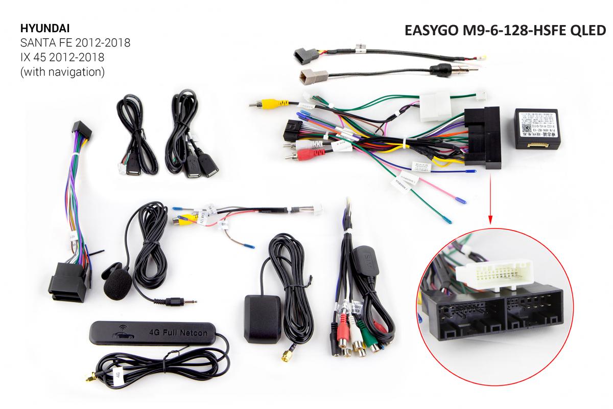 Штатная автомагнитола EasyGo M9-6-128-HSFE QLED Hyundai Santa Fe, iX-45 2012-2018