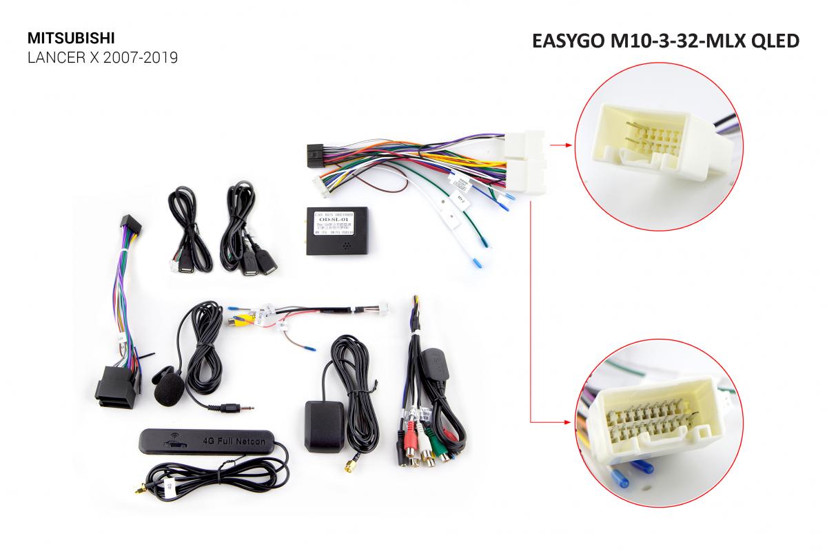Штатное головное устройство EasyGo M10-3-32-MLX QLED Mitsubishi Lancer X