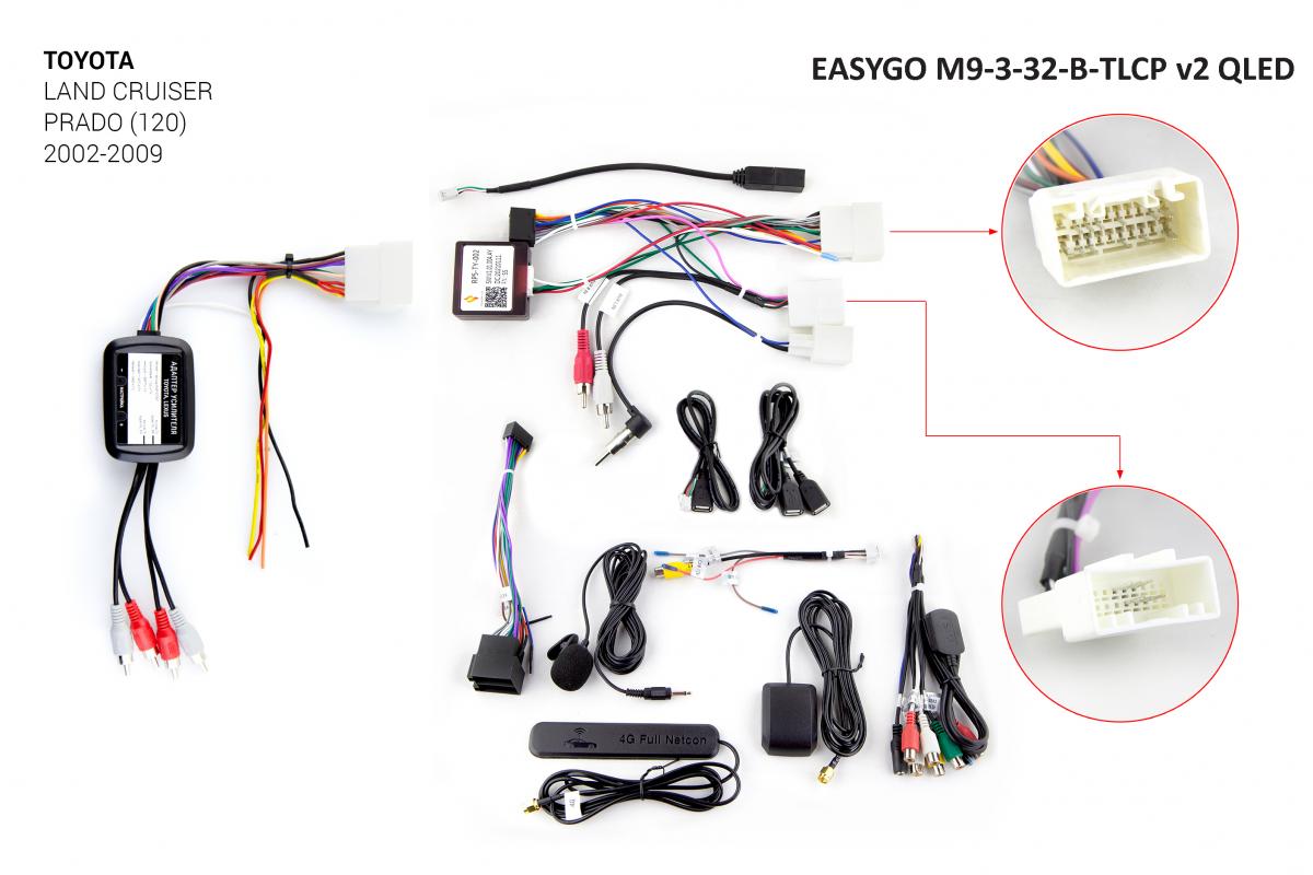 Штатний головний пристрій EasyGo M9-3-32-B-TLCP v2 QLED Toyota Land Cruiser Prado (120)