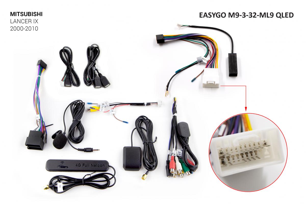 Штатний головний пристрій EasyGo M9-3-32-ML9 QLED Mitsubishi Lancer