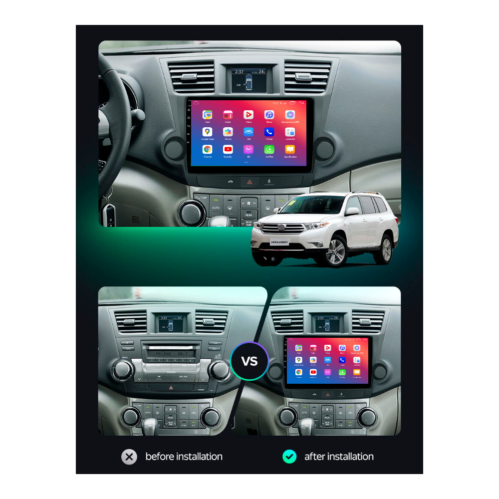 Штатний головний пристрій EasyGo TOY1008-F50 10 inch Toyota Highlander 2008-2013