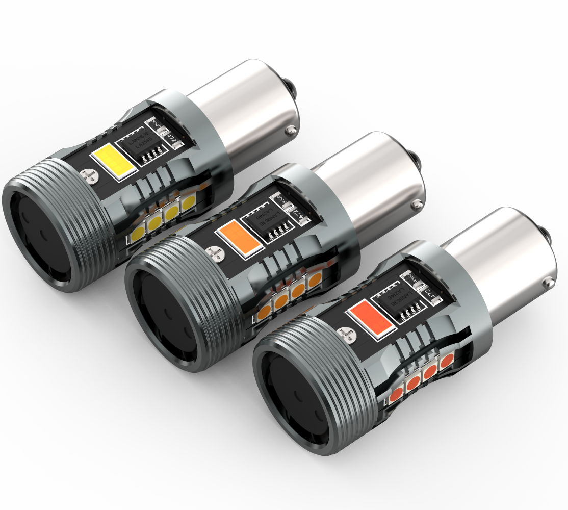 Комплект светодиодных ламп Infolight PY21W, BAU15S (1156) Canbus Amber