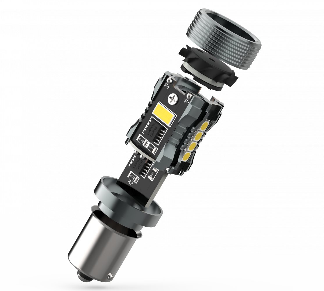 Комплект светодиодных ламп Infolight PY21W, BAU15S (1156) Canbus Amber