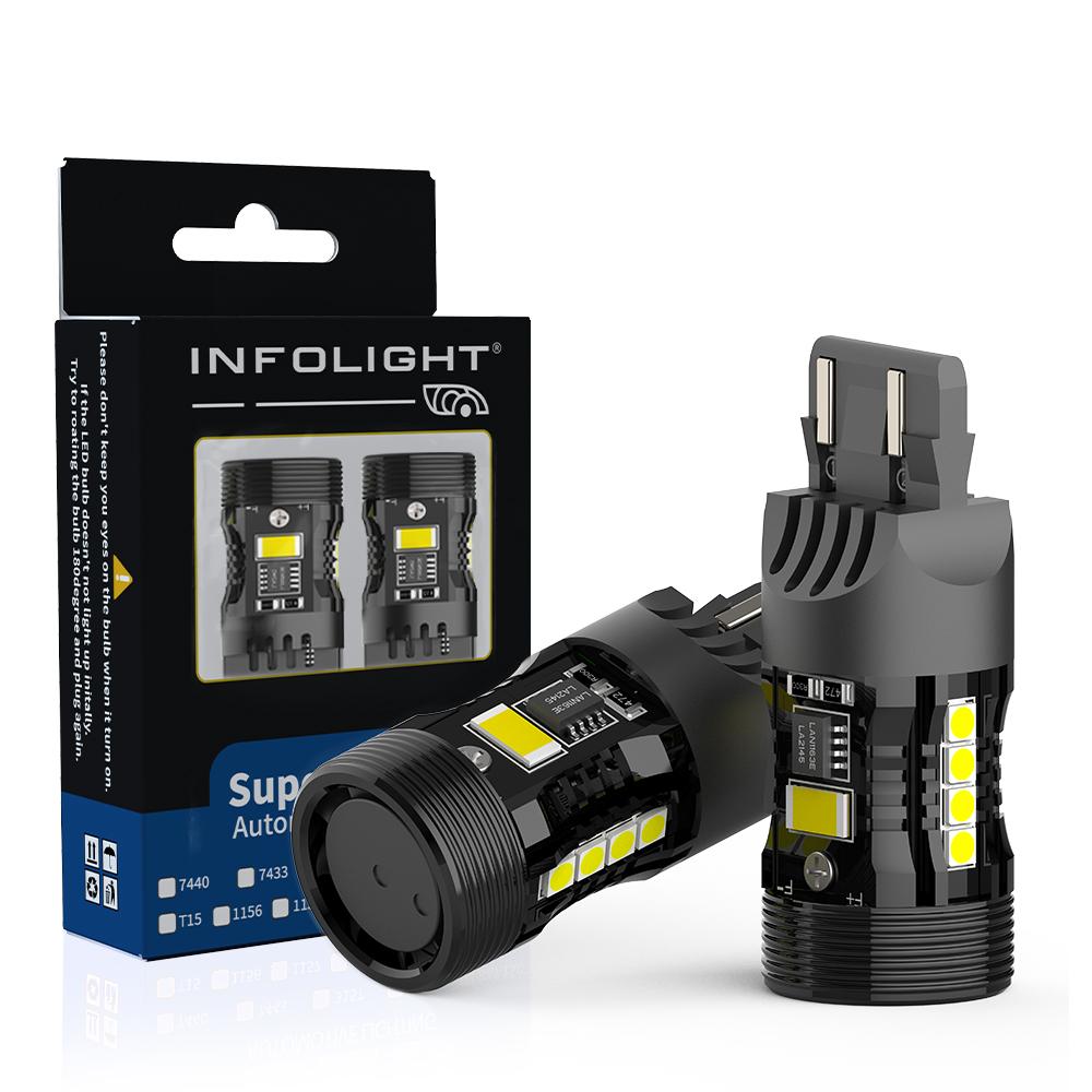 Комплект светодиодных ламп Infolight T20, 7443 (W21/5W) Canbus White